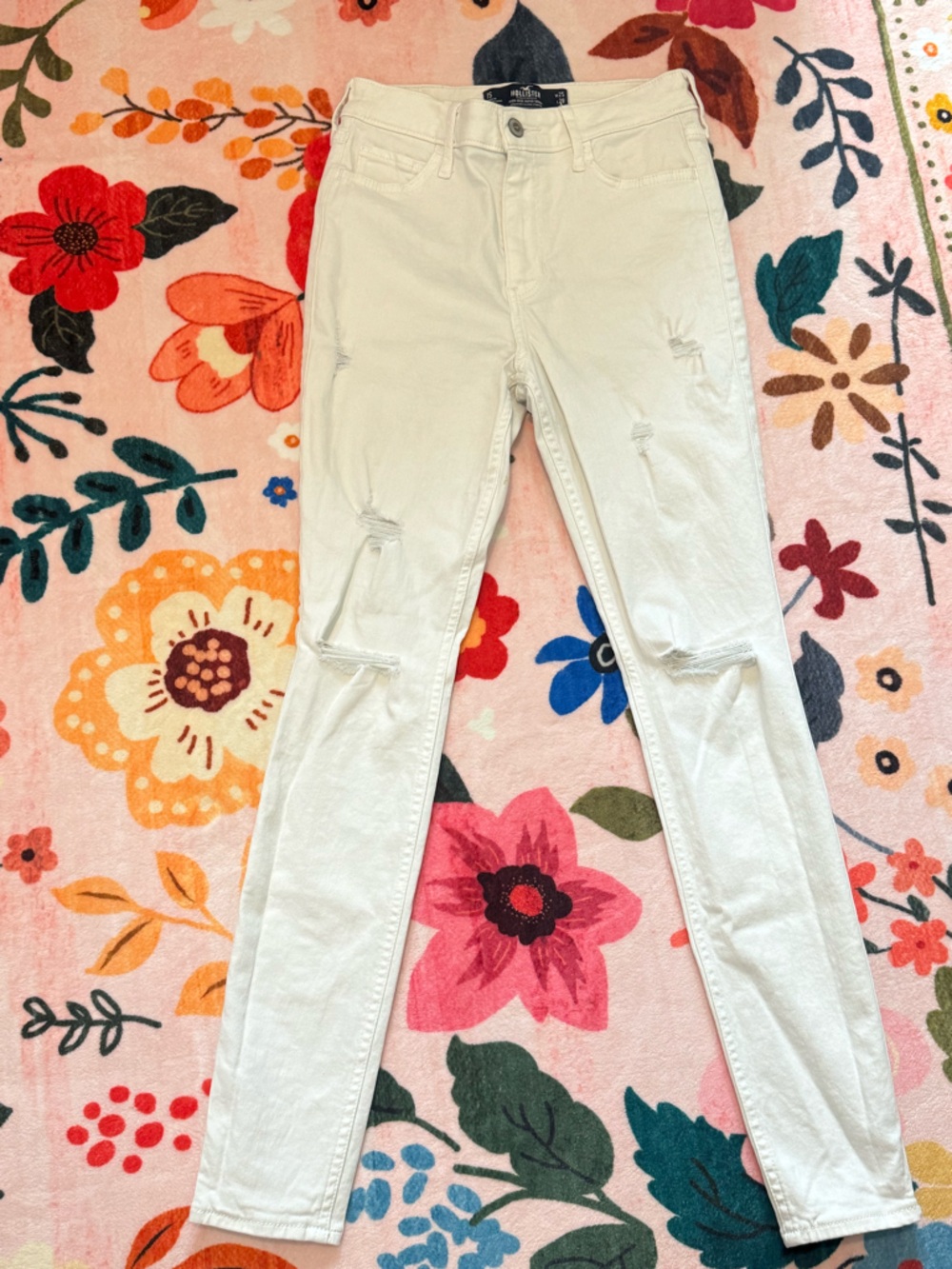 Hollister White Distressed Skinny Jeans
